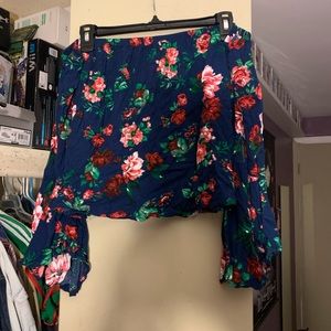 Off the shoulder floral shirt